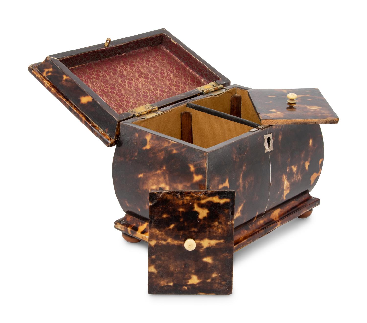 A Regency Tortoiseshell Mounted Tea Caddy