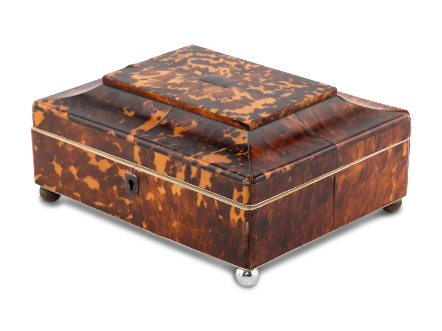 A Regency Tortoise Shell Jewelry Box