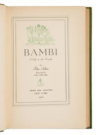 Salten, Felix (1869-1945). Bambi, A Life in the Woods . New York: Simon & Schuster, 1928.
