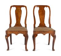 A Pair of George I Burl Walnut Side Chairs