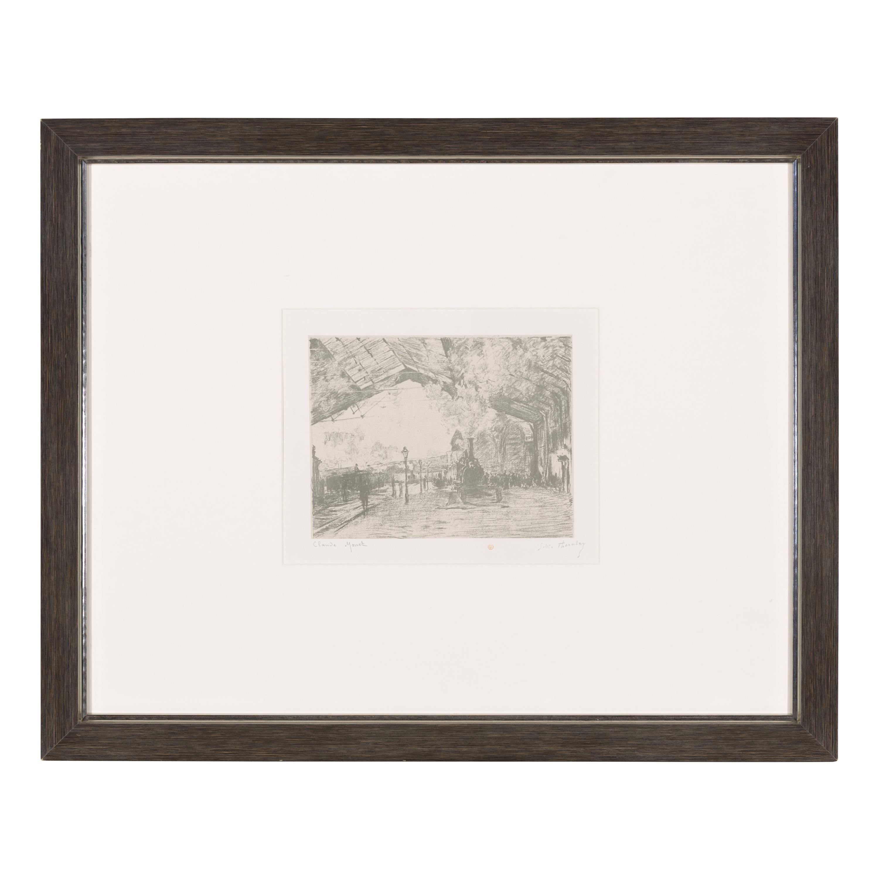 After Claude Monet, by Georges William Thornley (French, 1840-1926) — La Gare Saint-Lazare, Arrivée du Train de Normandie (from L'Album de 20 lithographies d'apres les tableaux de Claude Monet ) , ca. 1890