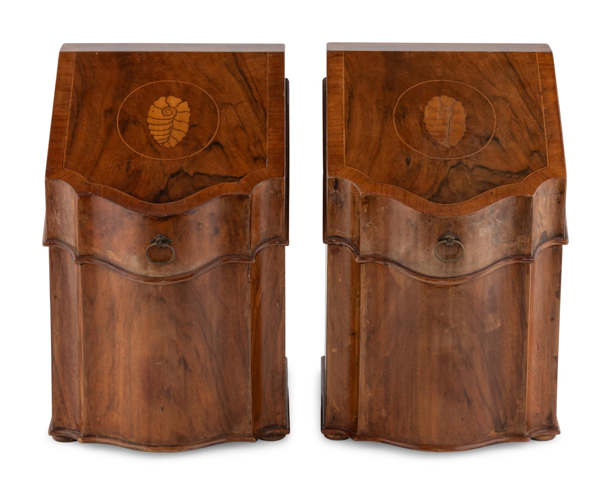 A Pair of George III Style Inlaid Mahogany Cutlery Boxes