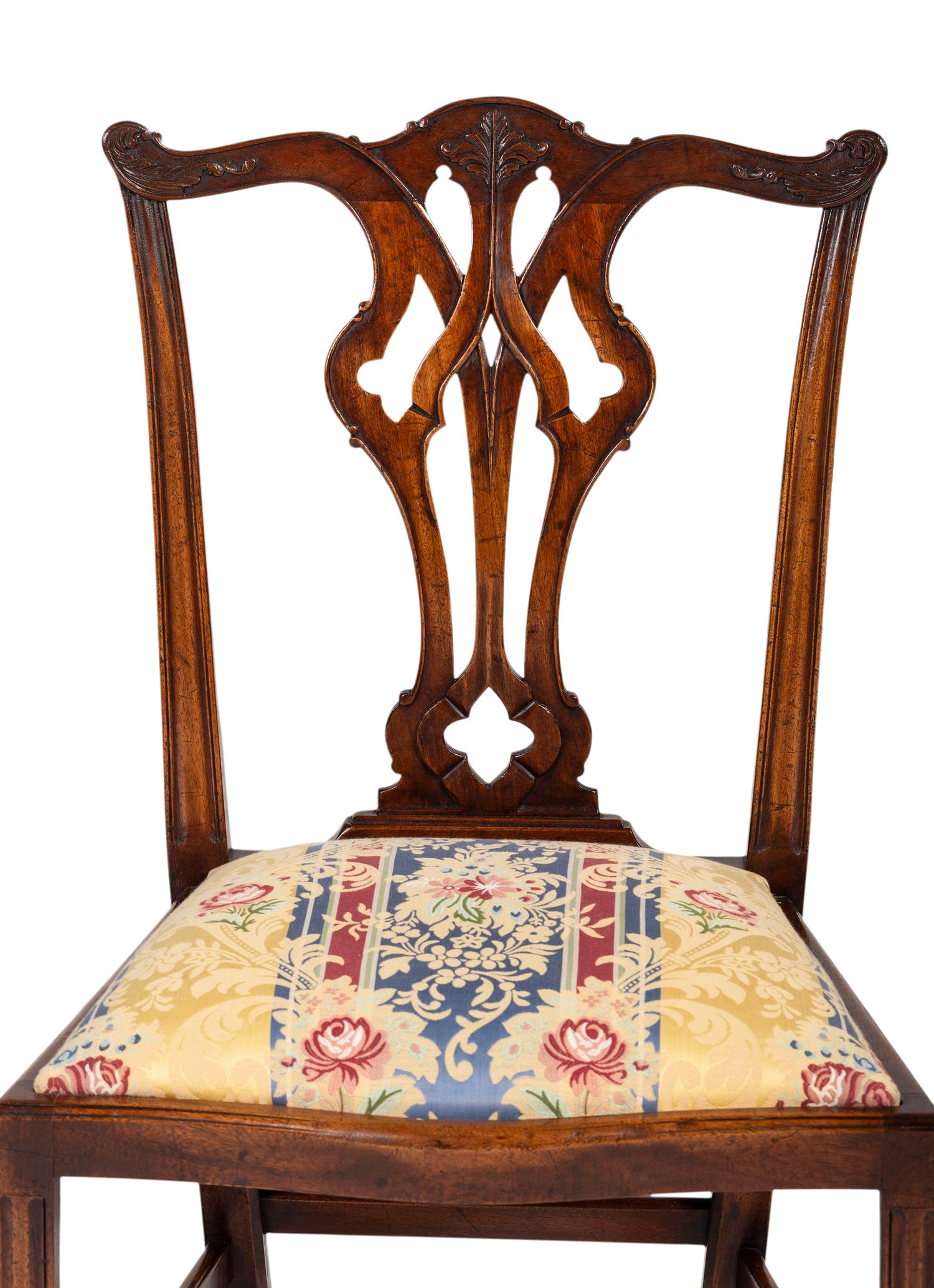 Eight George III Style Walnut Dining Chairs