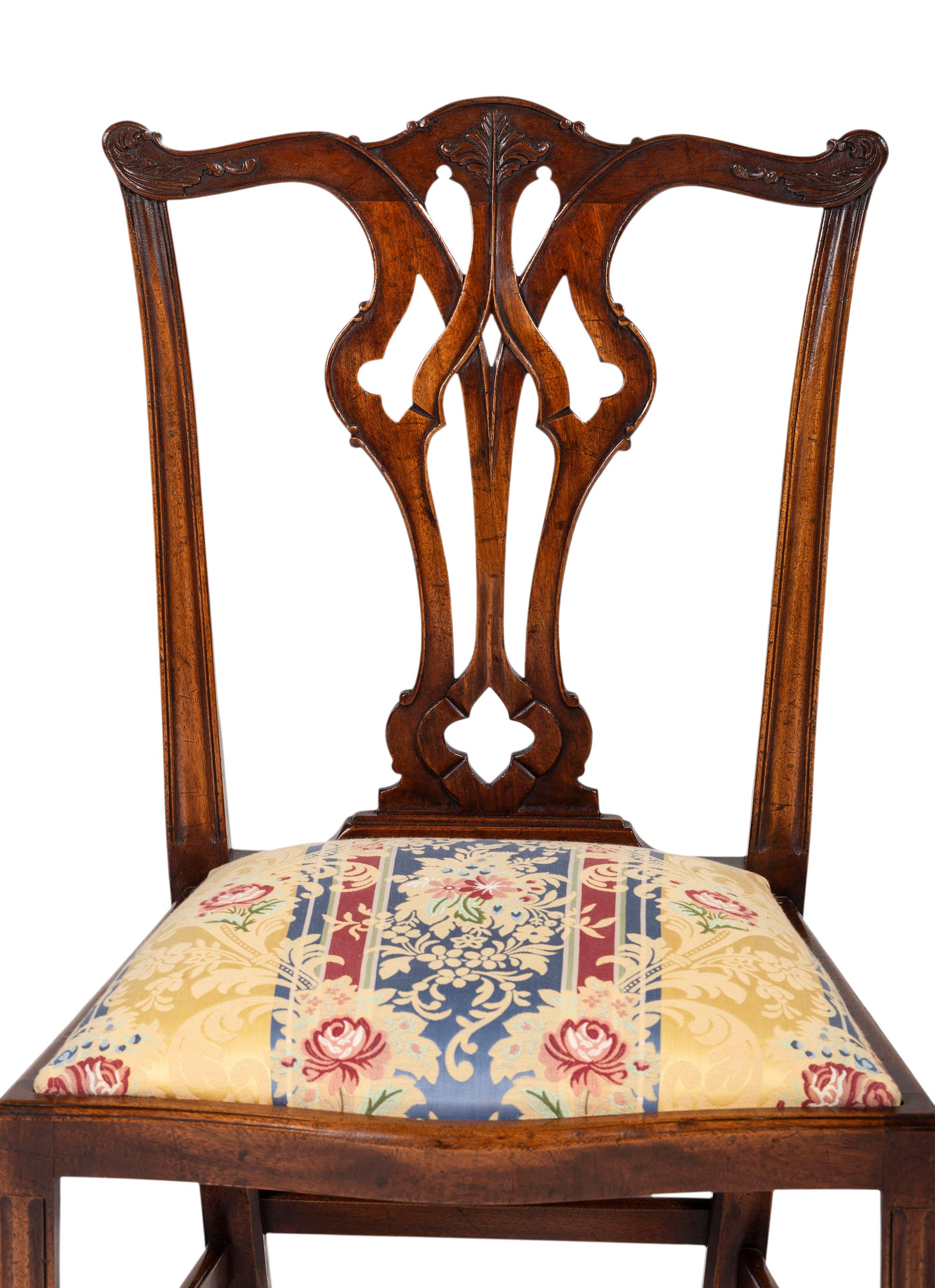 Eight George III Style Walnut Dining Chairs