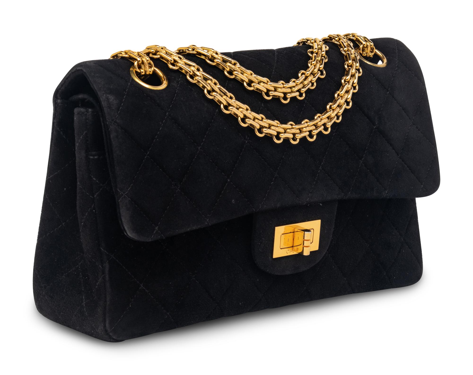 Chanel 2.55 Flap Bag in Black Suede