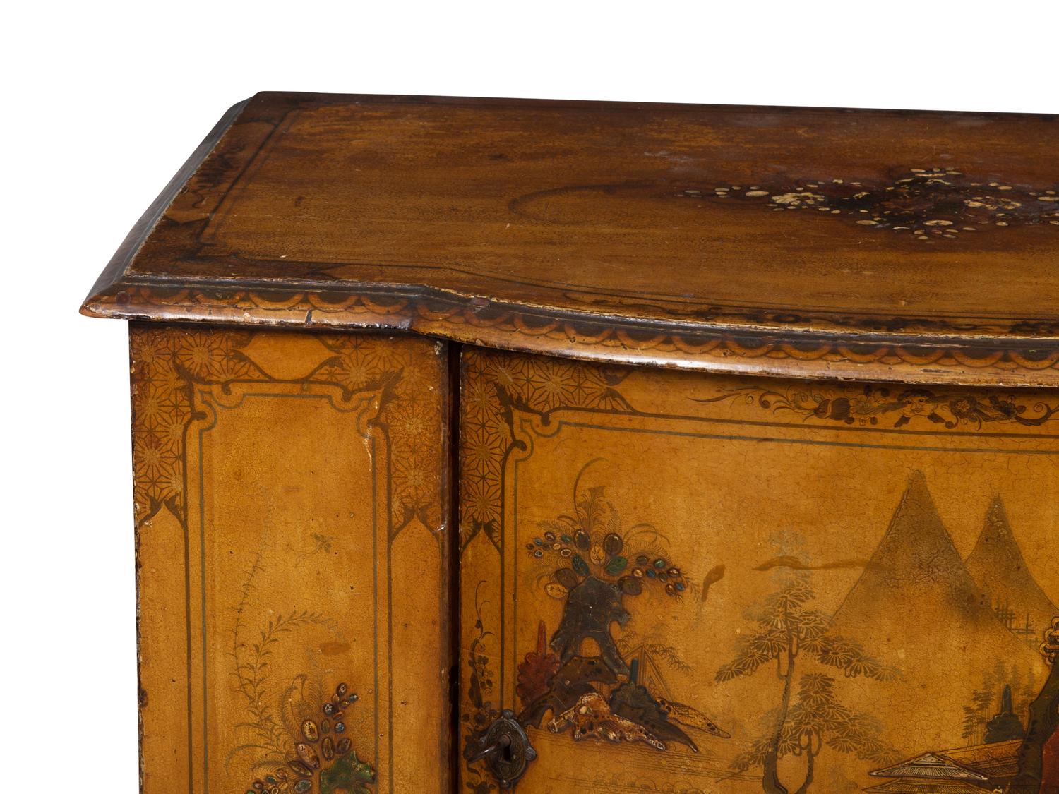 A Pair of Georgian Style Ochre Japanned Bedside Cabinets