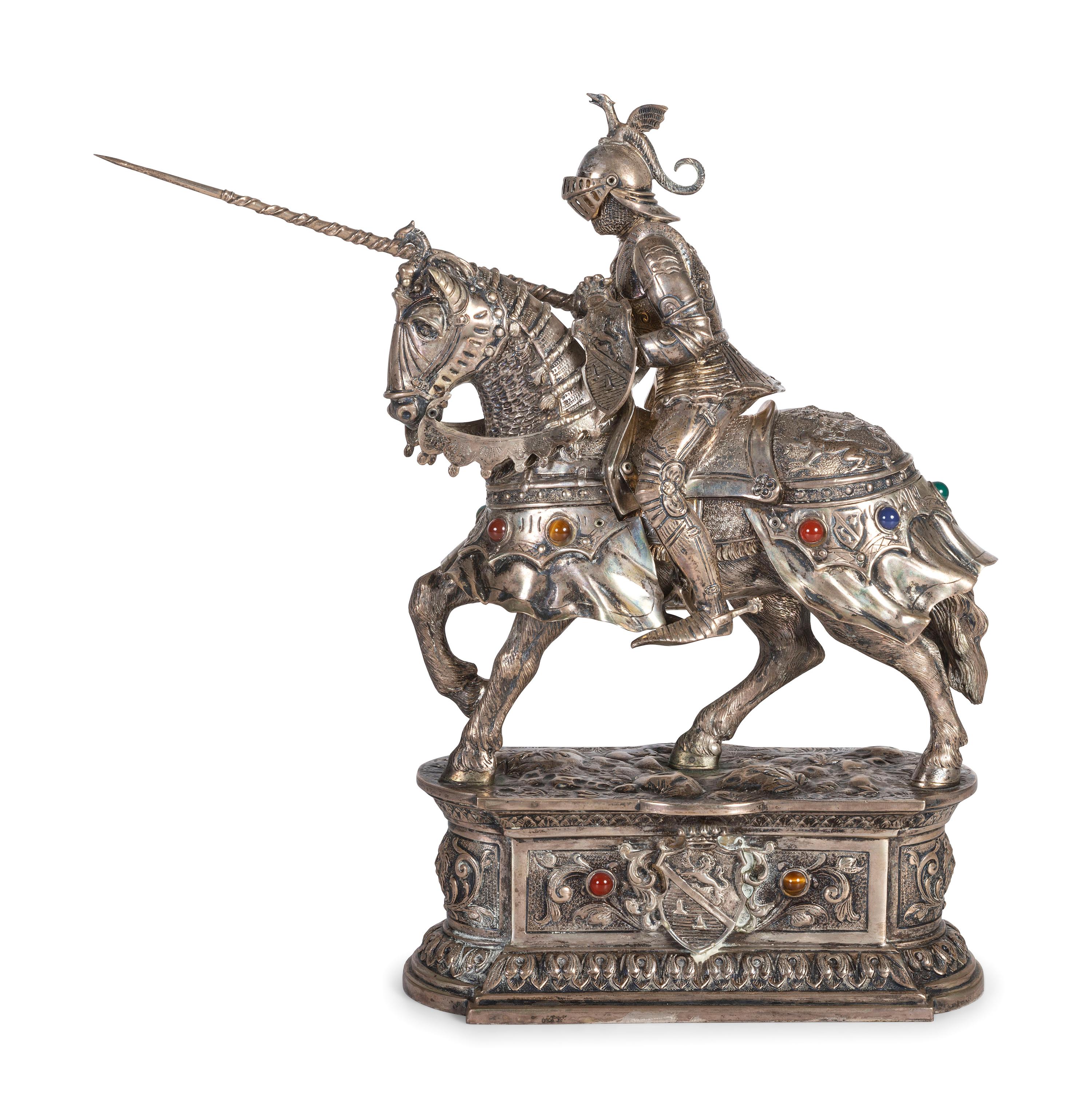 A Continental Silver Knight on Horseback