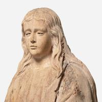 A carved wood figure of a saint Continental, 16th / 17th century