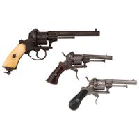 Lot of 3 Belgian Lefaucheux Pattern Revolvers