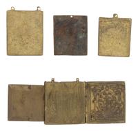 Six Russian Cast Bronze Miniature Icon Panels