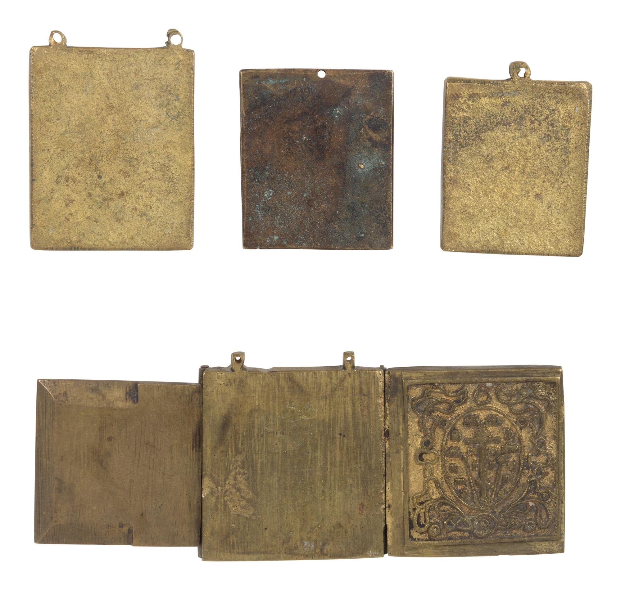 Six Russian Cast Bronze Miniature Icon Panels
