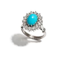 PLATINUM, TURQUOISE AND DIAMOND RING