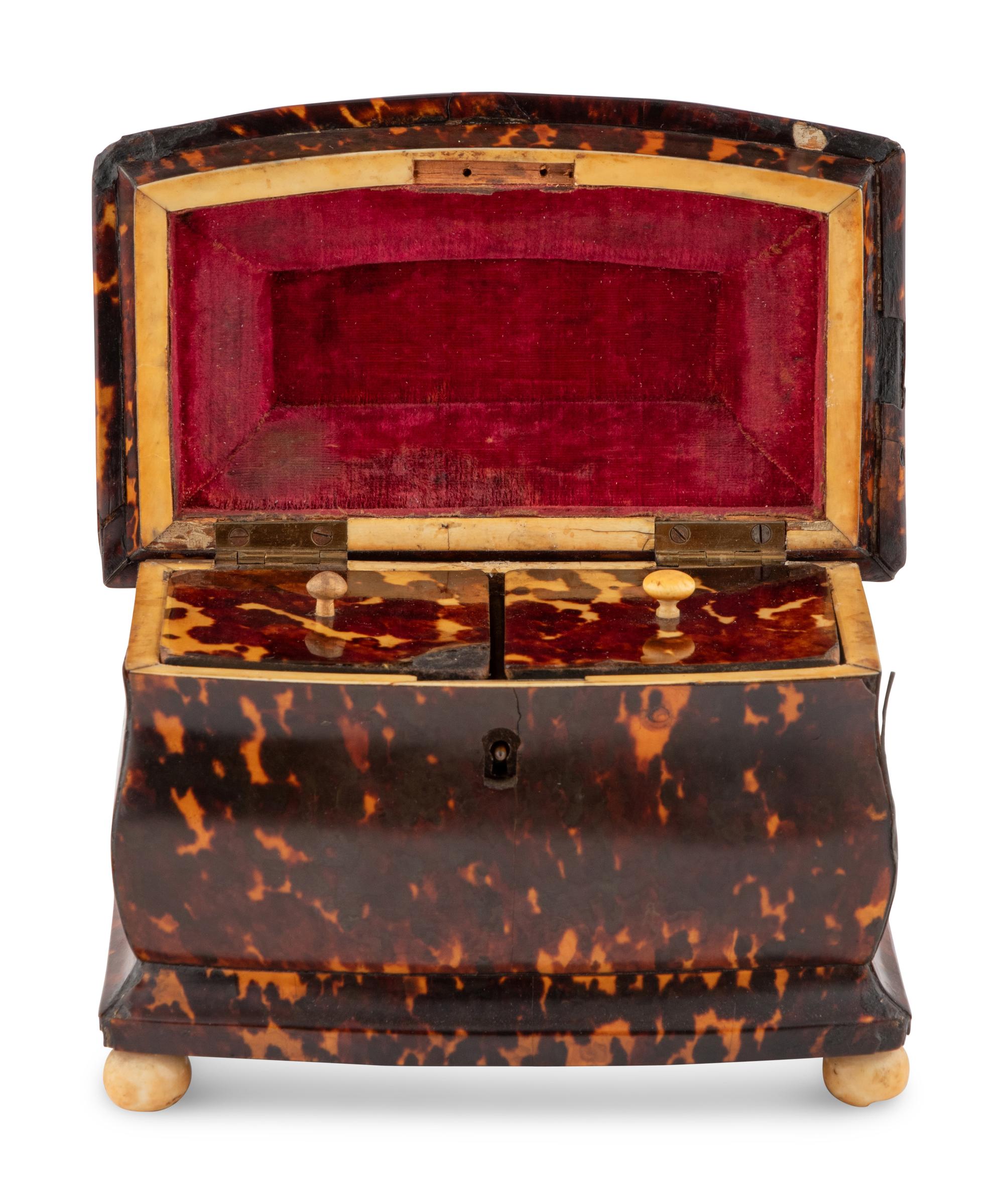 An English Tortoise Shell Tea Caddy