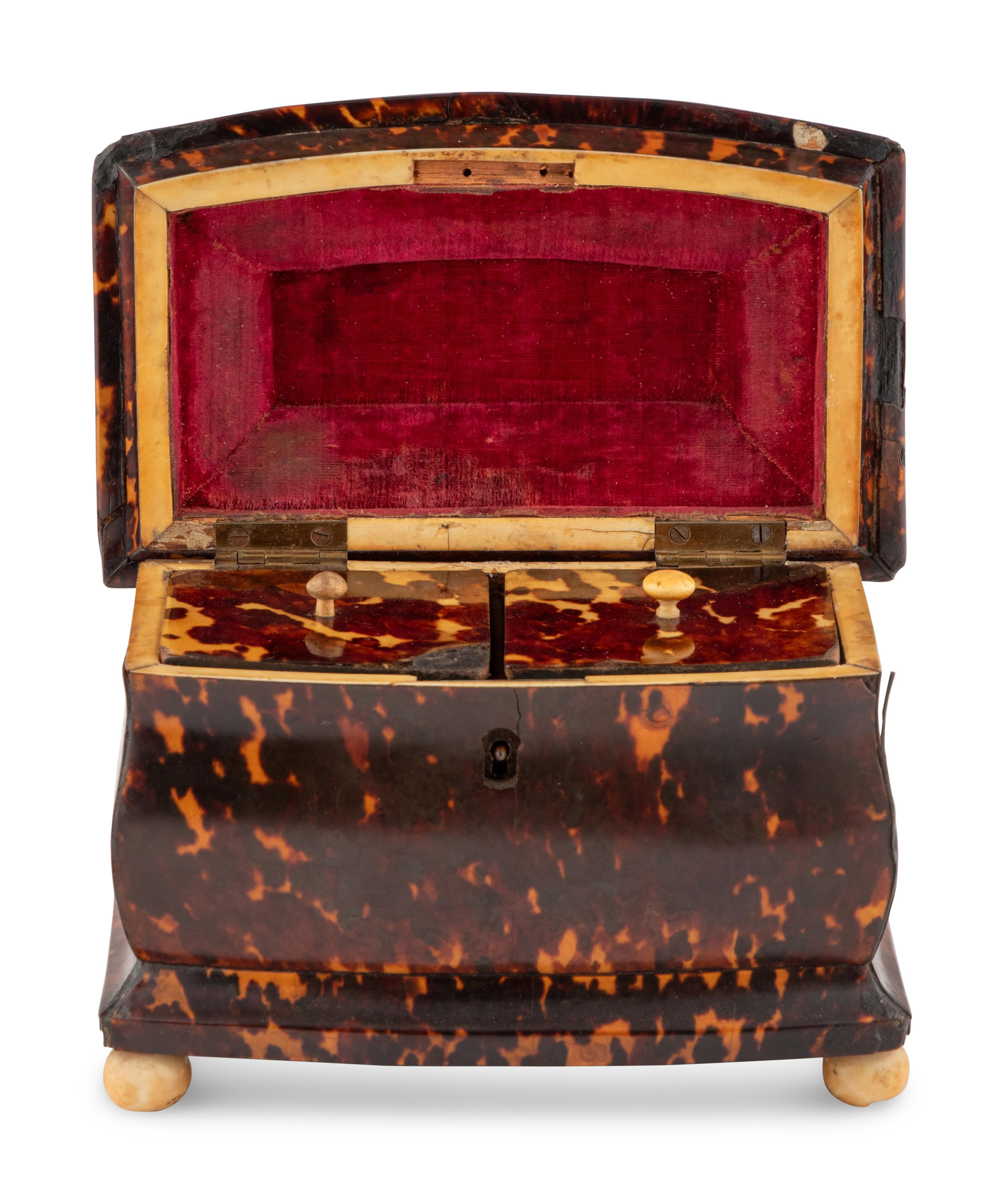 An English Tortoise Shell Tea Caddy