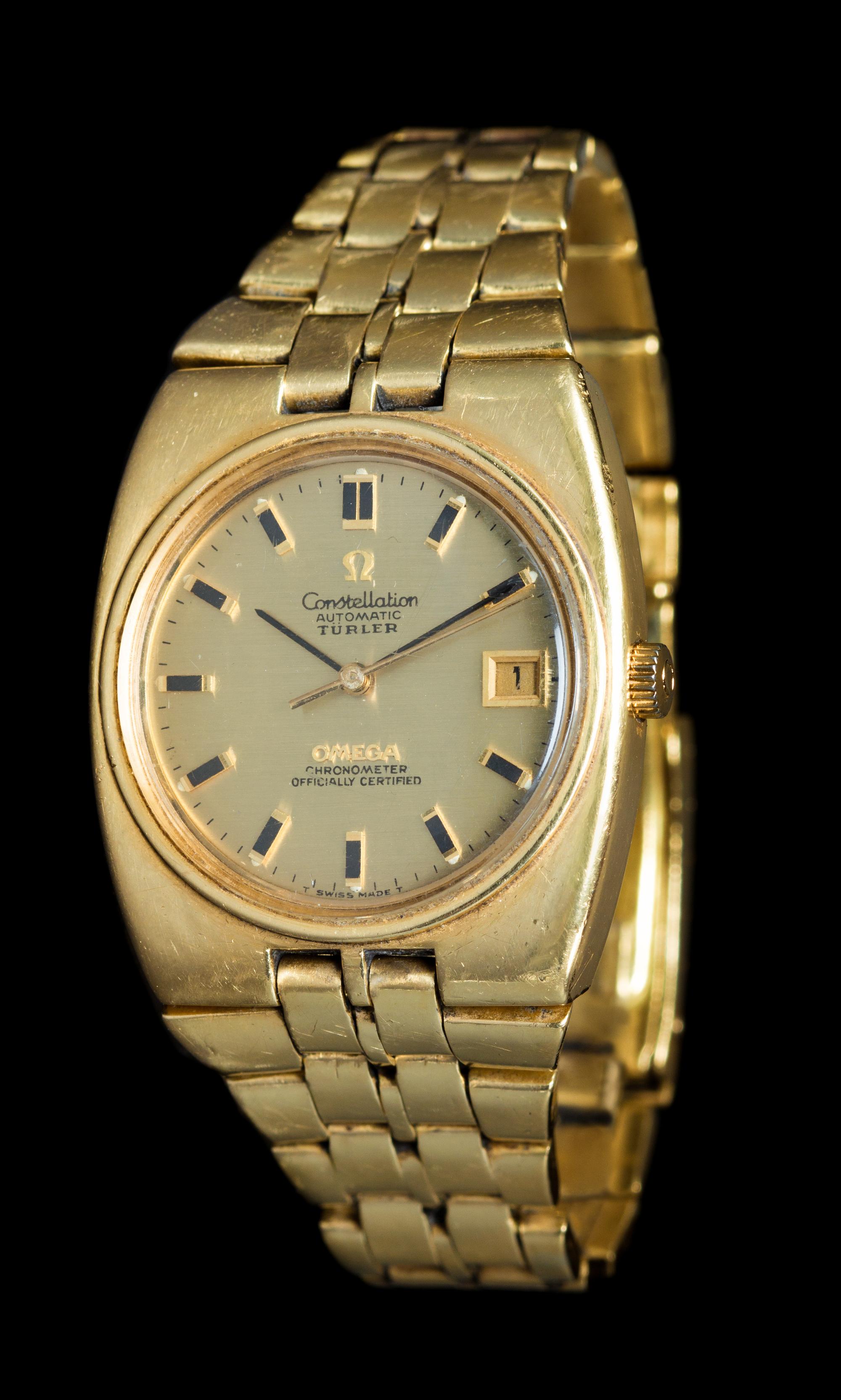 OMEGA, TURLER, 18K YELLOW GOLD 'CONSTELLATION' WRISTWATCH