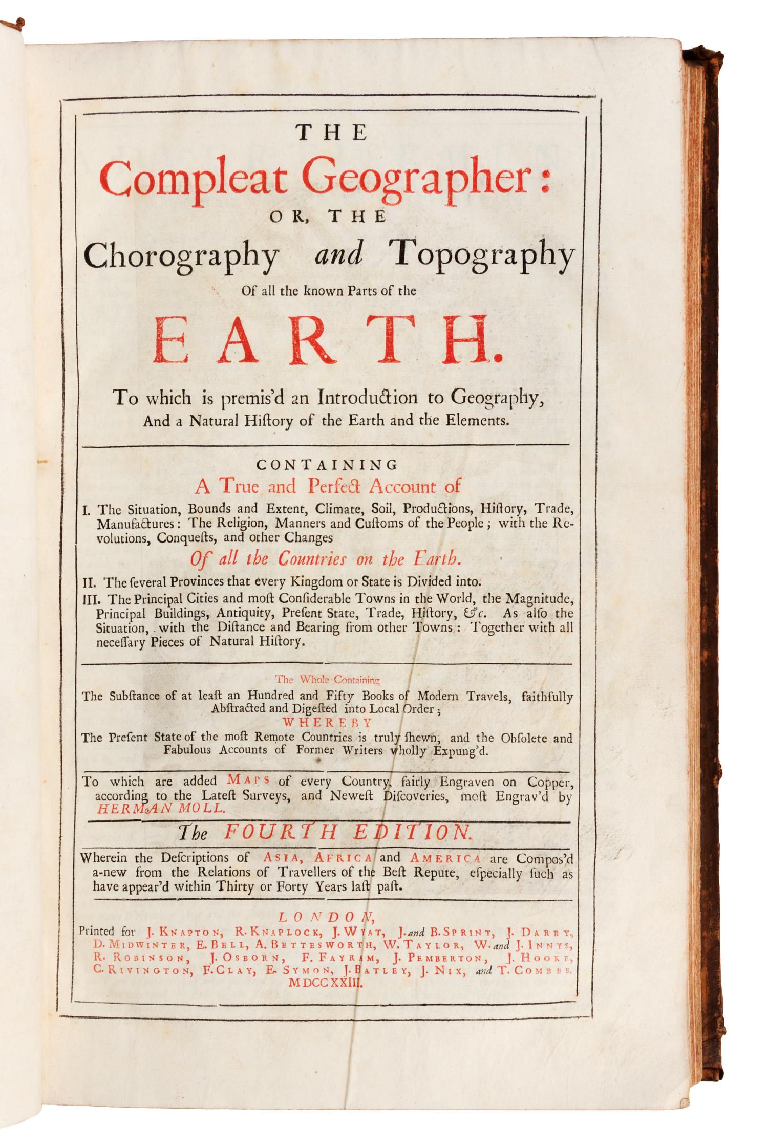 MOLL, Herman. The Compleat Geographer. London: J. Knapton, et