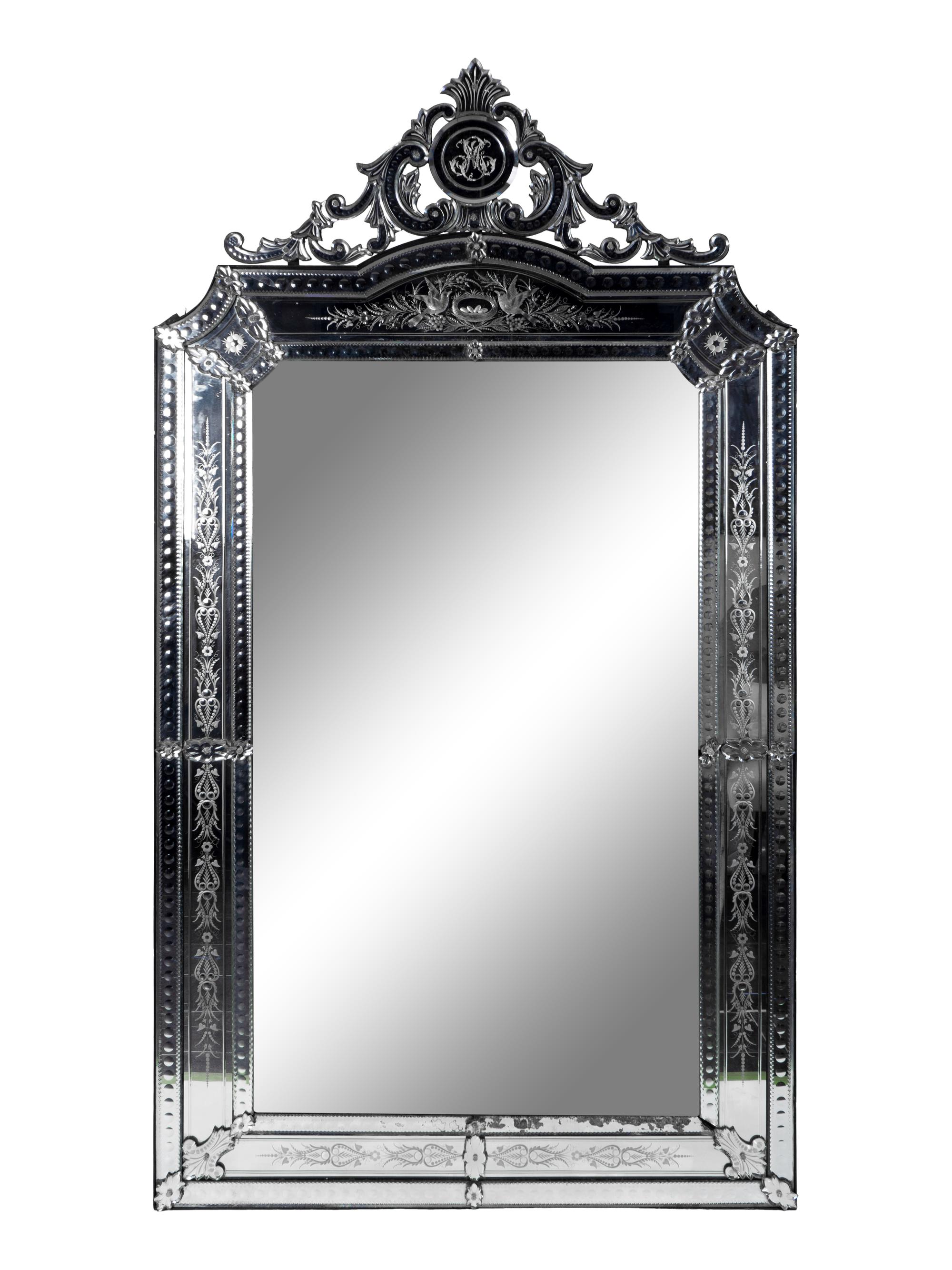A Venetian Etched Glass Mirror — 20TH CENTURY