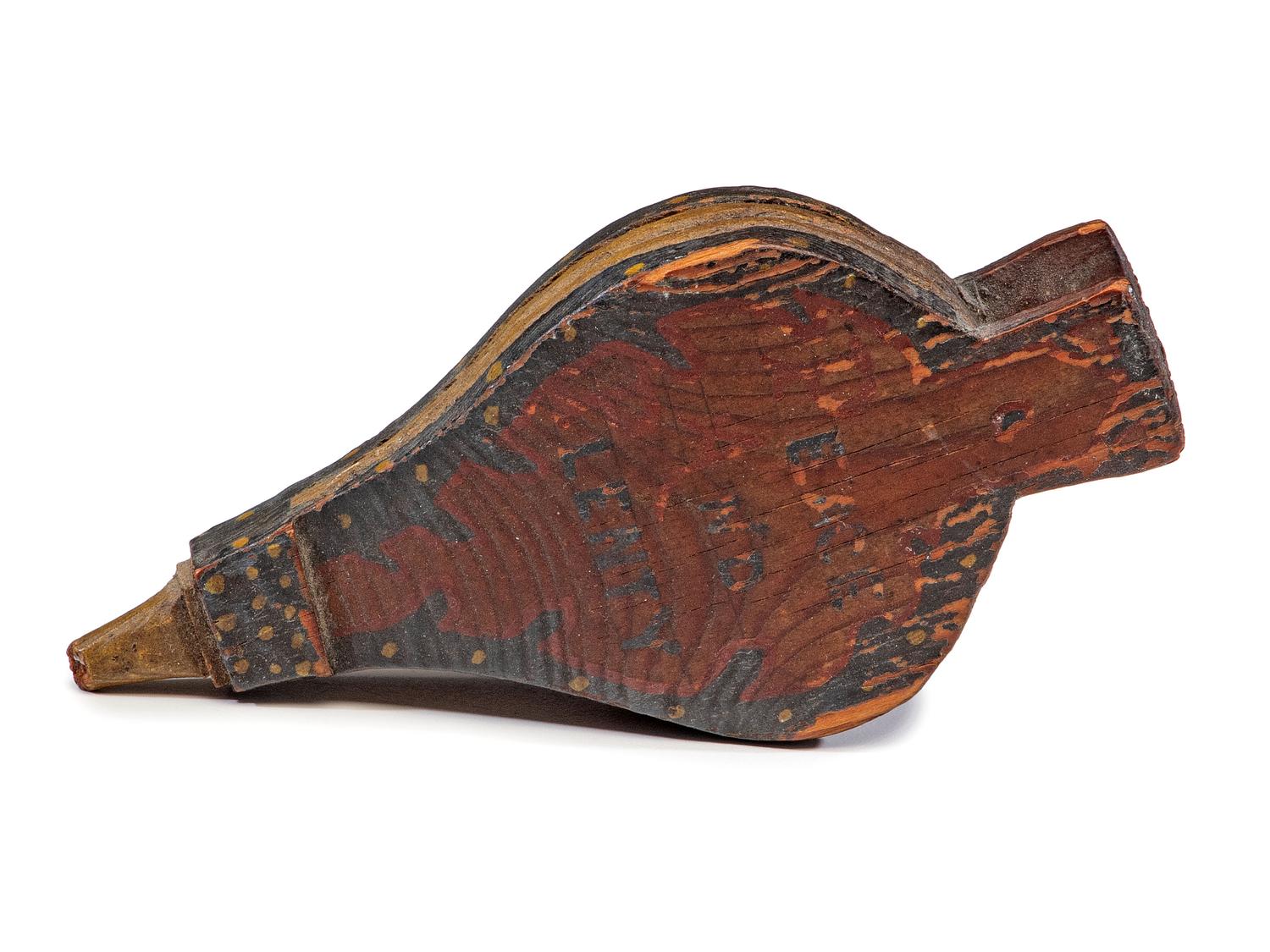 A Folk Art Carved and Painted Pine Peace and Plenty Bellows Model