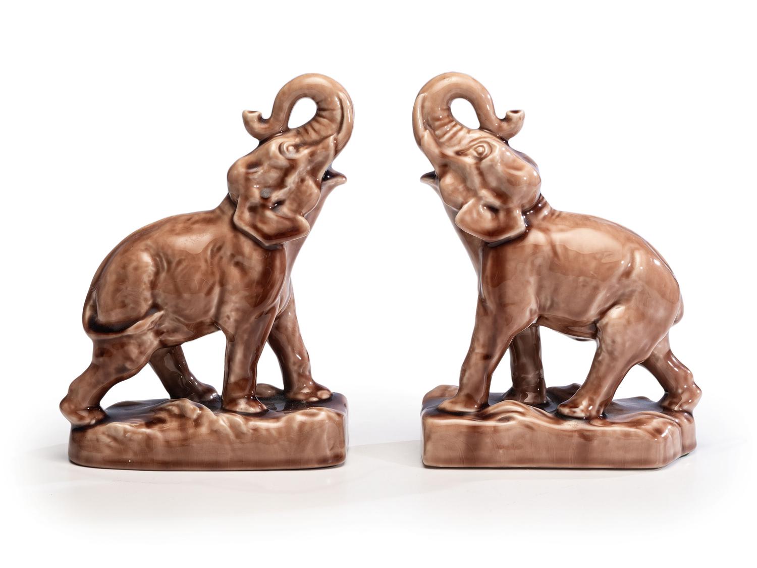 A Pair of Rookwood Pottery Elephant Bookends