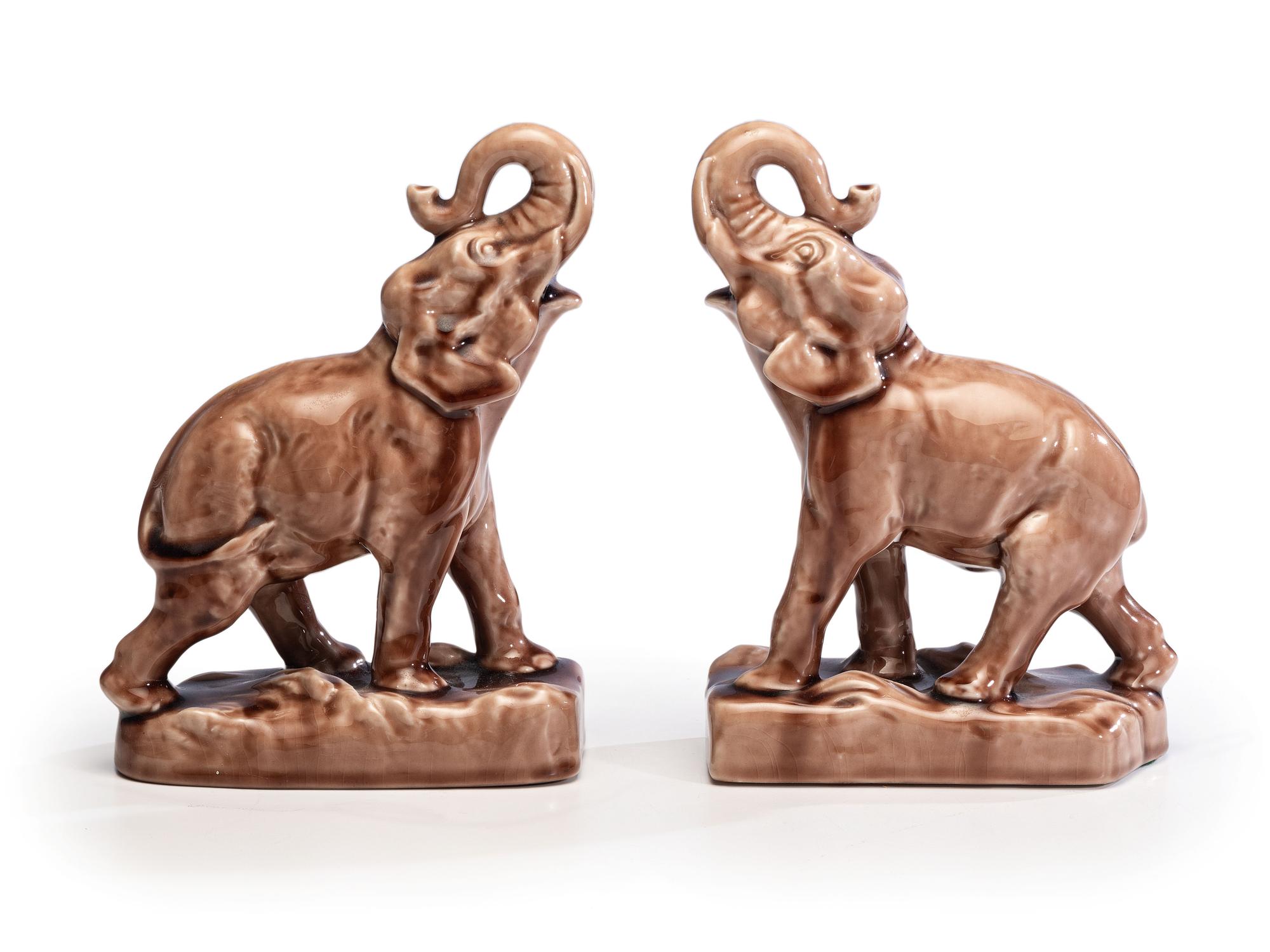A Pair of Rookwood Pottery Elephant Bookends