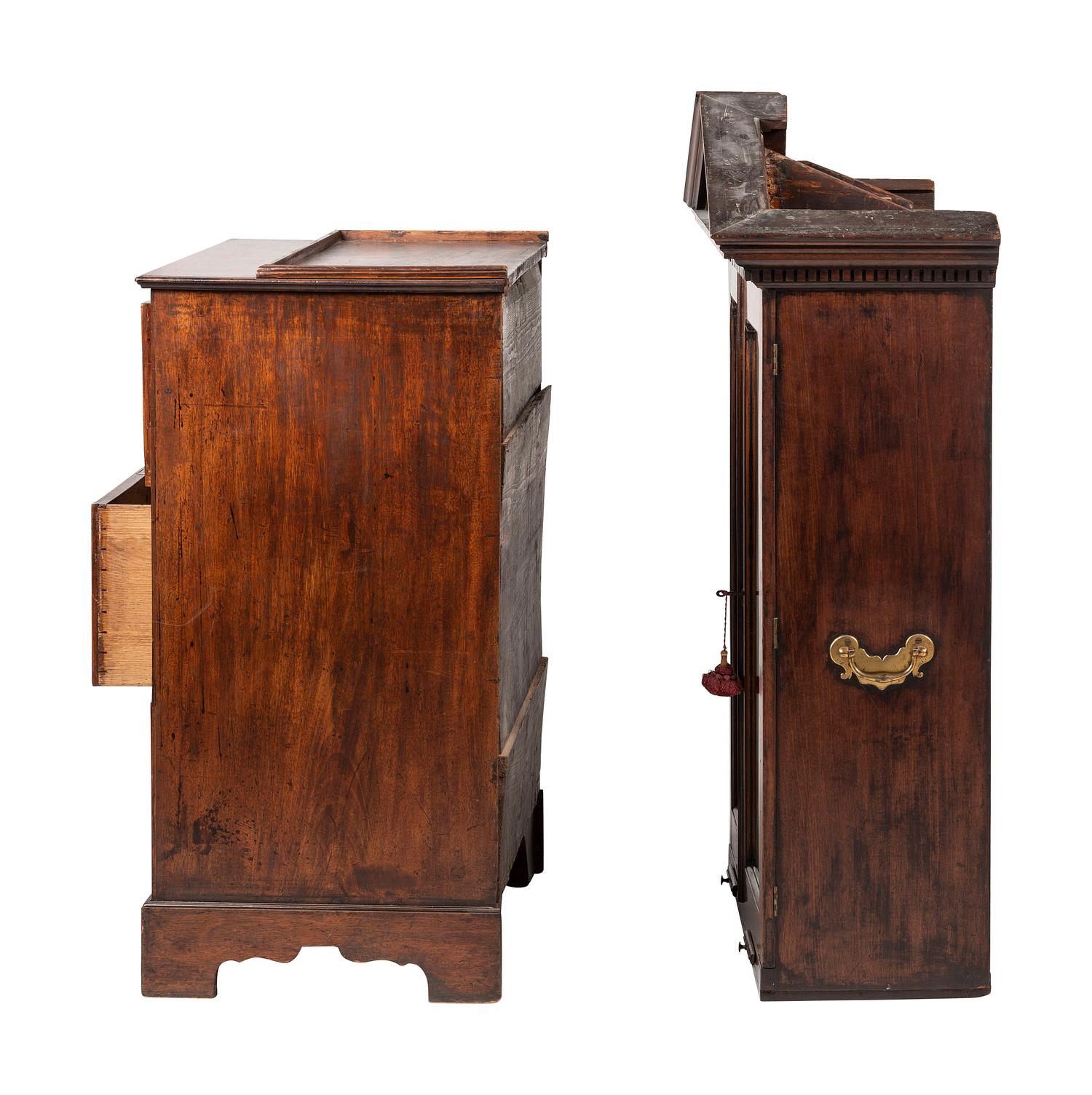 A George III Mahogany Bureau Bookcase
