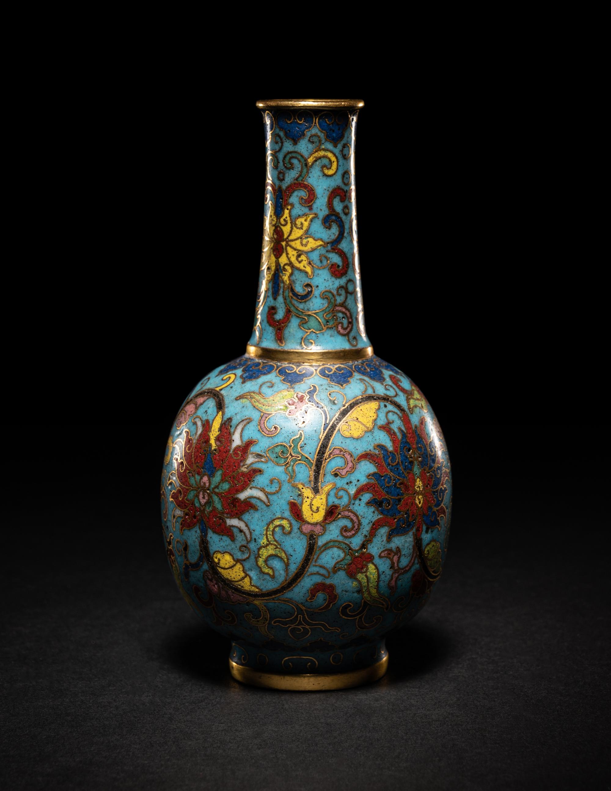 A Small Cloisonné Enamel Bottle Vase