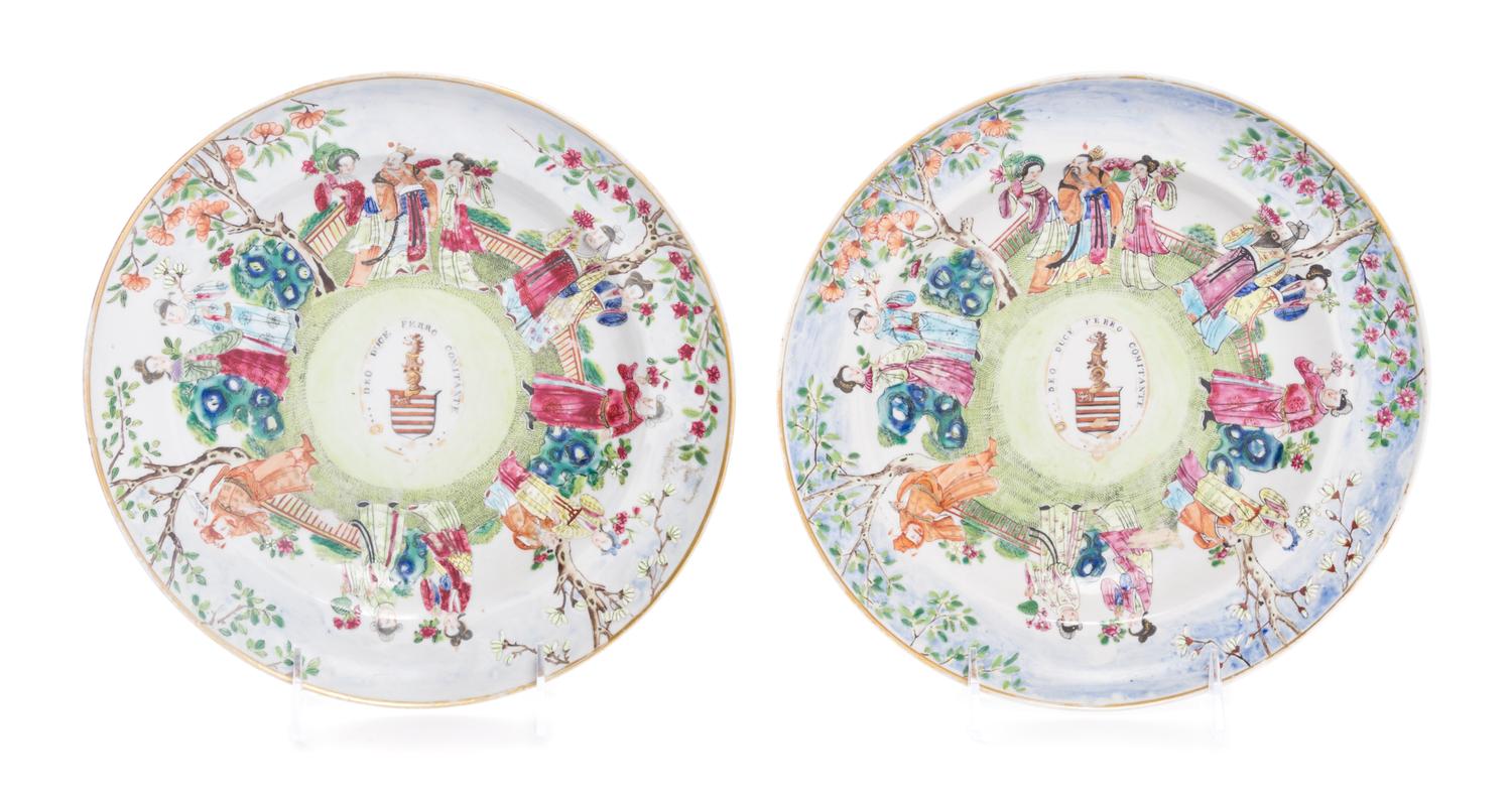 A Pair of Famille Rose Porcelain Plates Diameter 9 3/4 inches. — EARLY 19TH CENTURY