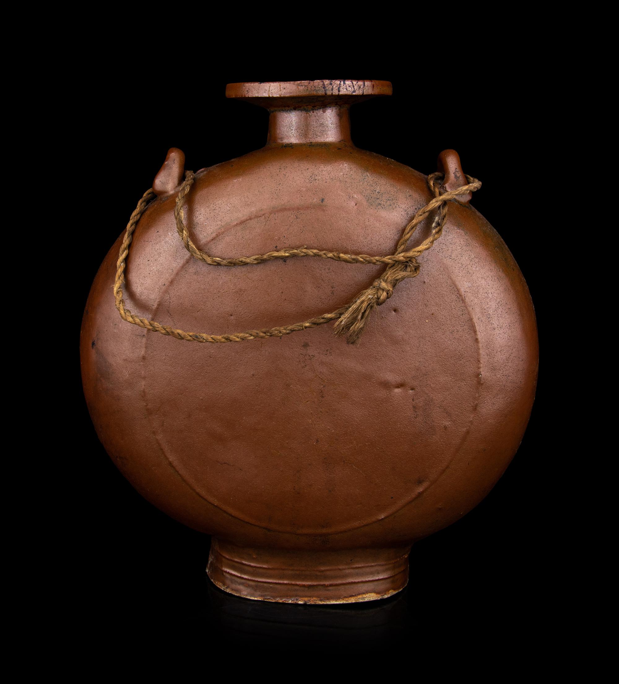 A Chinese Brown Glazed Stoneware Moon Flask