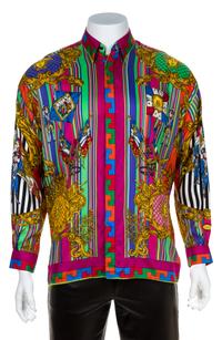 A Gianni Versace Silk Atelier Print Shirt, Size 48.