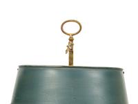 A Pair of French Gilt Metal Bouillotte Lamps with Green Tôle Peinte Shades