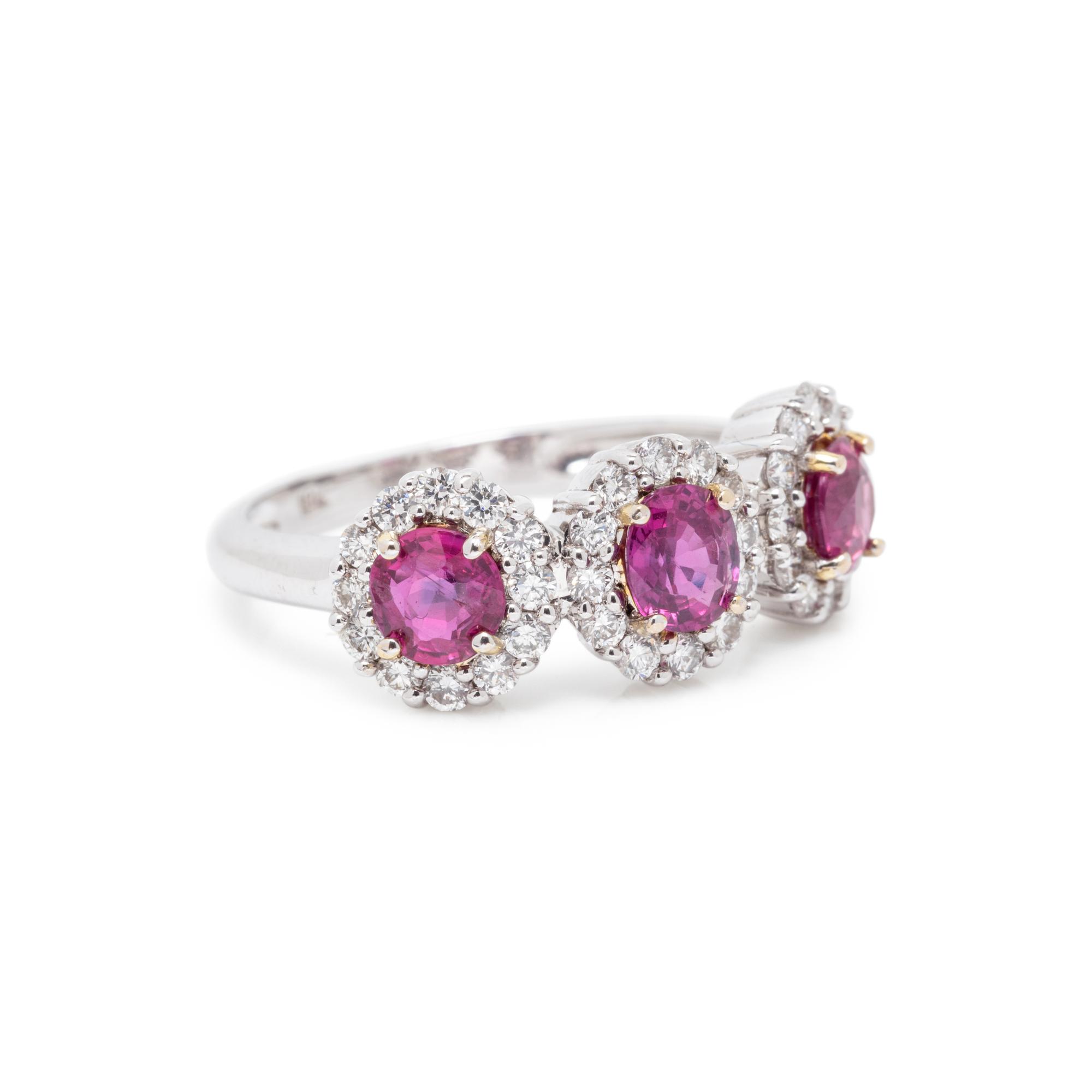 WHITE GOLD, BURMESE RUBY, AND DIAMOND RING