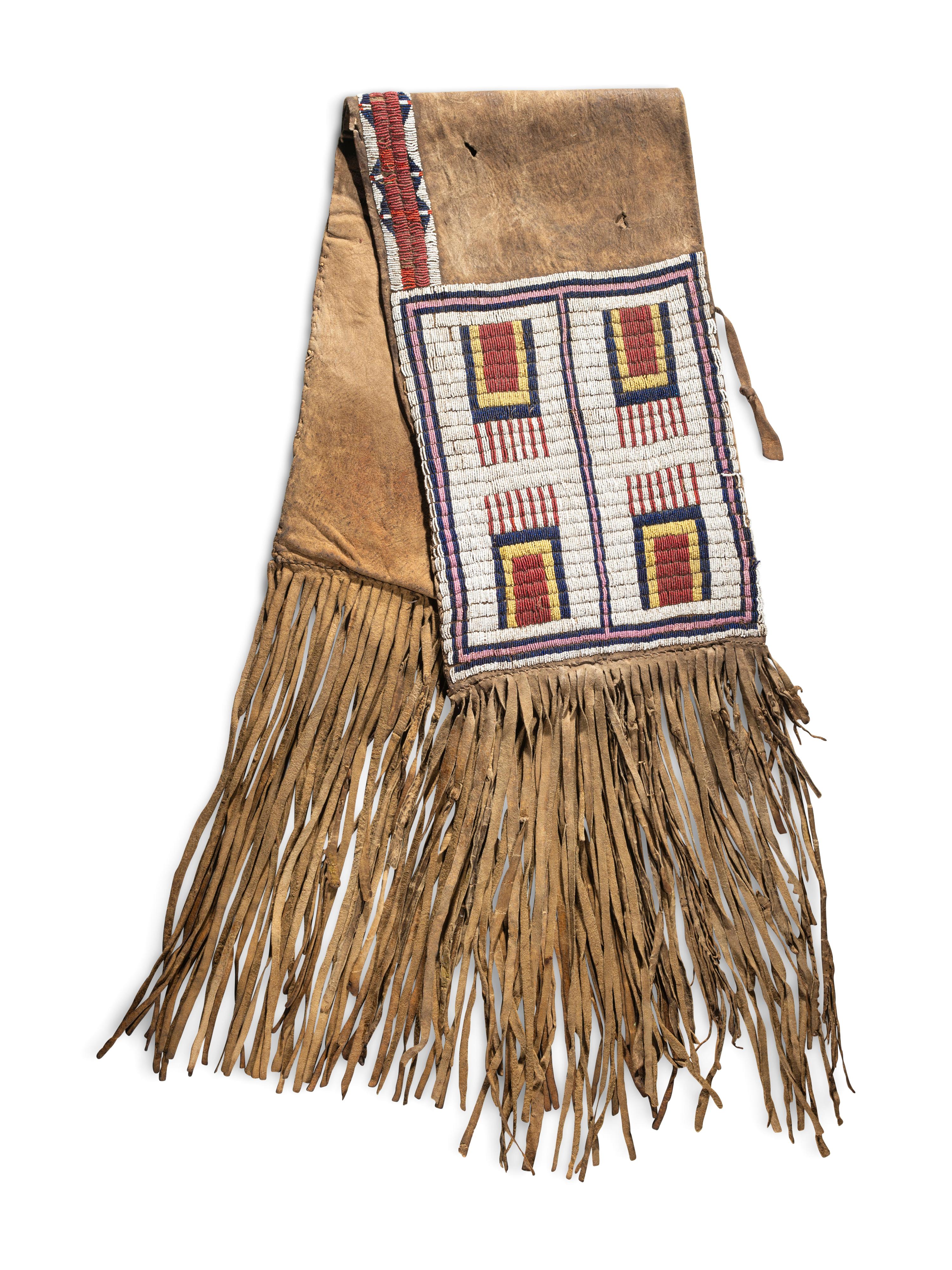 Cheyenne Beaded Buffalo Hide Saddle Bags
