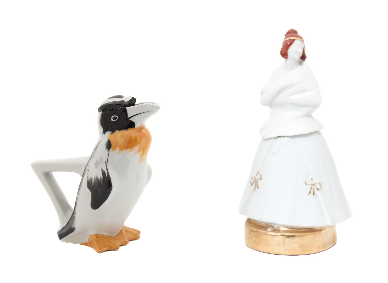 Two Haviland Porcelain Lidded Jars Height of taller 9 1/2 inches. — EDOUARD MARCEL SANDOZ, 20TH CENTURY