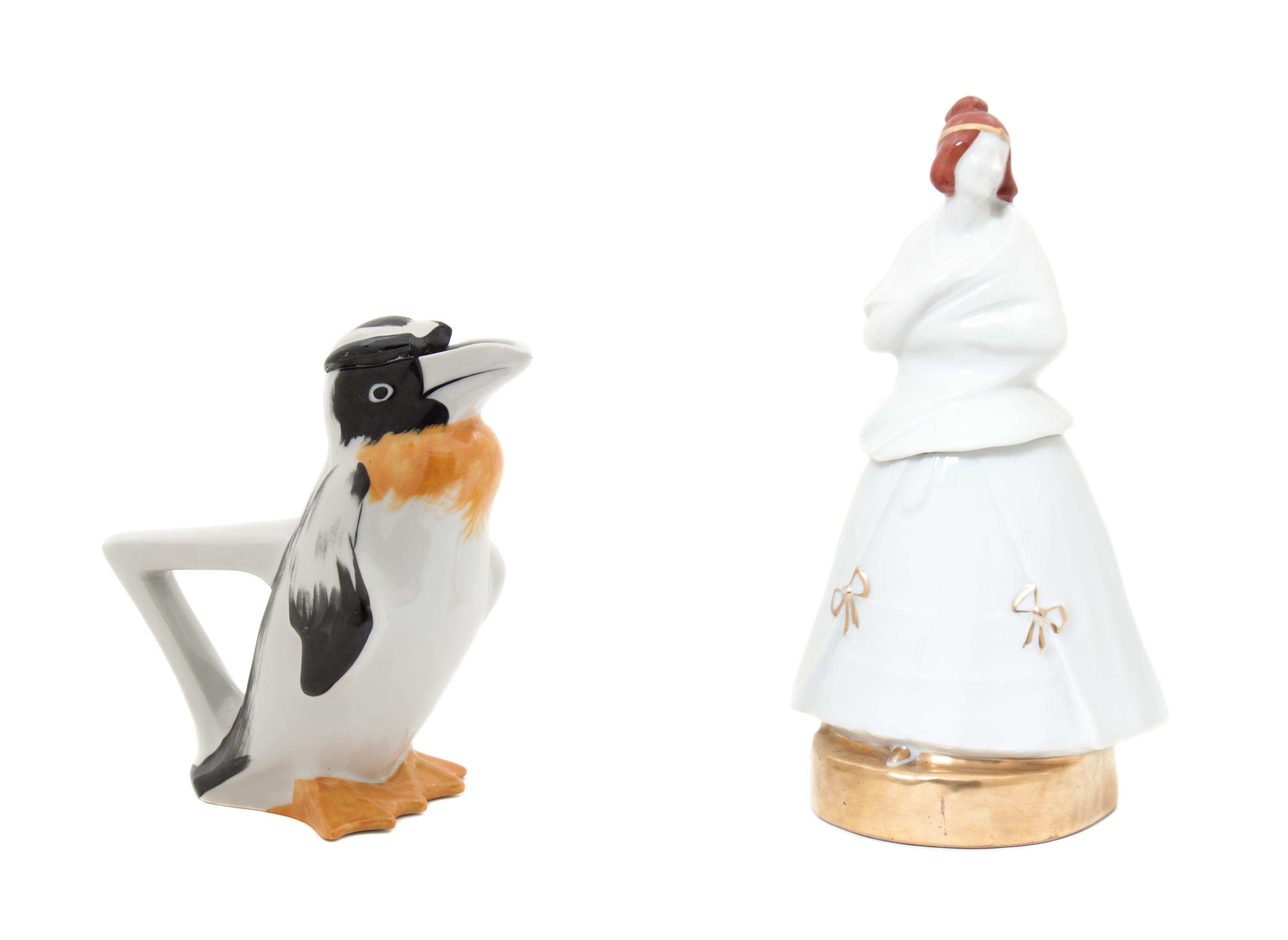 Two Haviland Porcelain Lidded Jars Height of taller 9 1/2 inches. — EDOUARD MARCEL SANDOZ, 20TH CENTURY