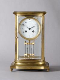 A French Brass Mantle Clock, Samuel Marti, Height 12 1/8 inches.