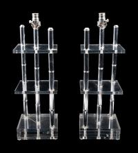 A Pair of Modernist Acrylic and Chrome Lamps