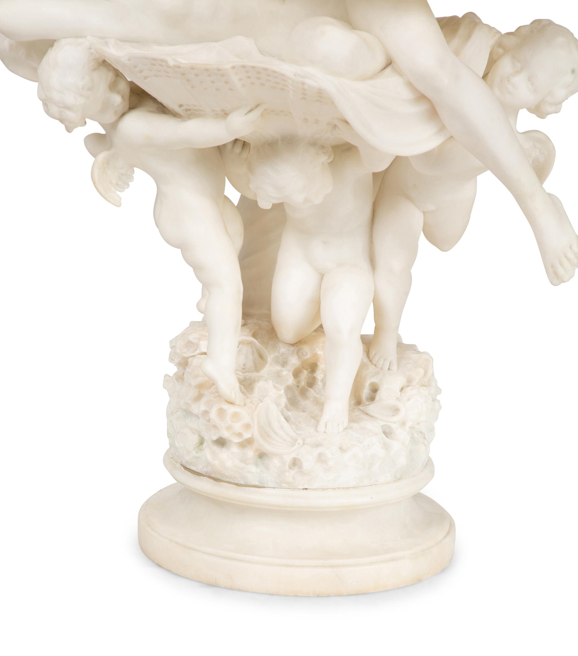 La Perla, a Carved Alabaster Figural Lamp