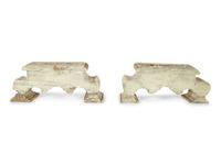 A Pair of Continental Painted and Parcel Gilt Candelabra