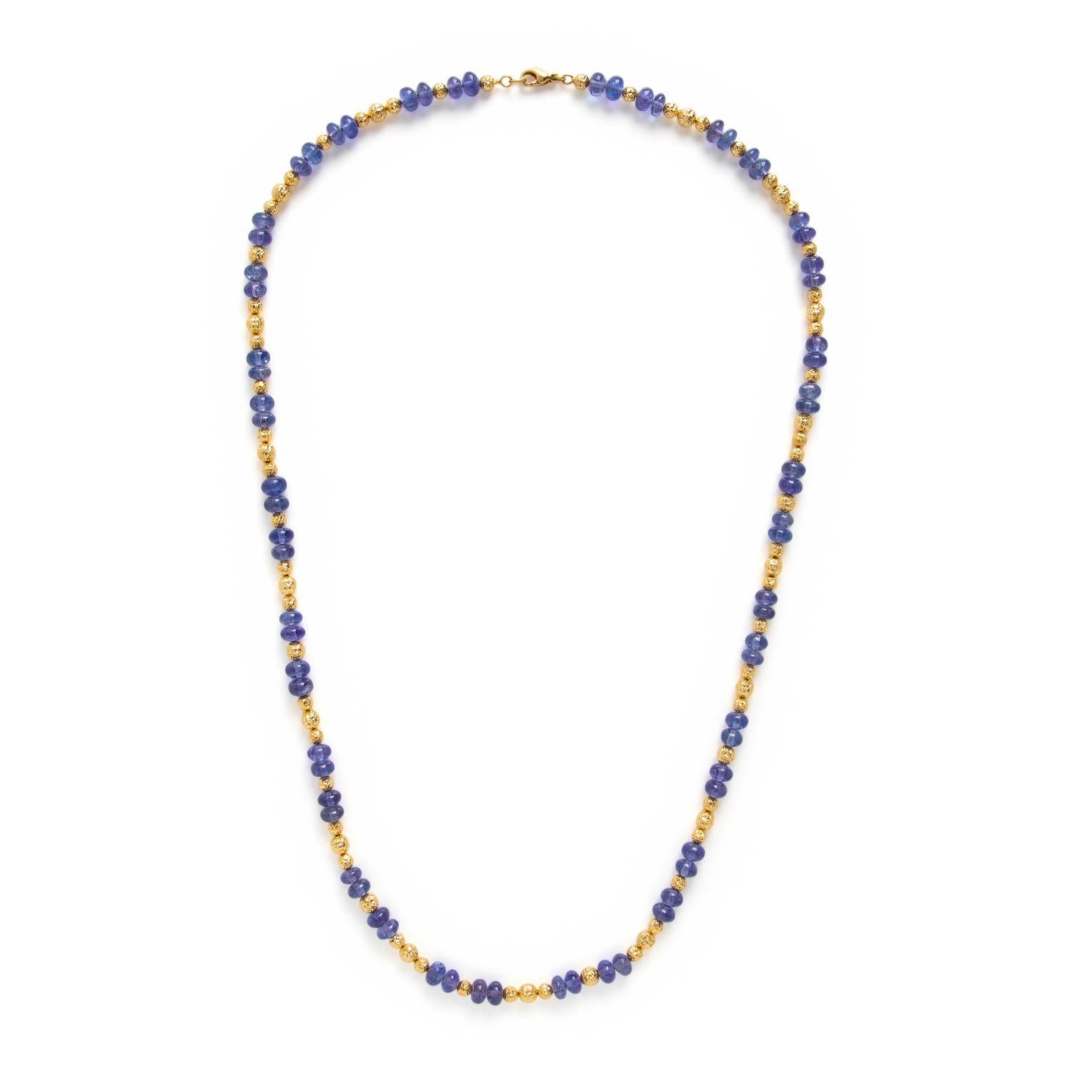 Tanzanite and Yellow Gold Beaded Necklace