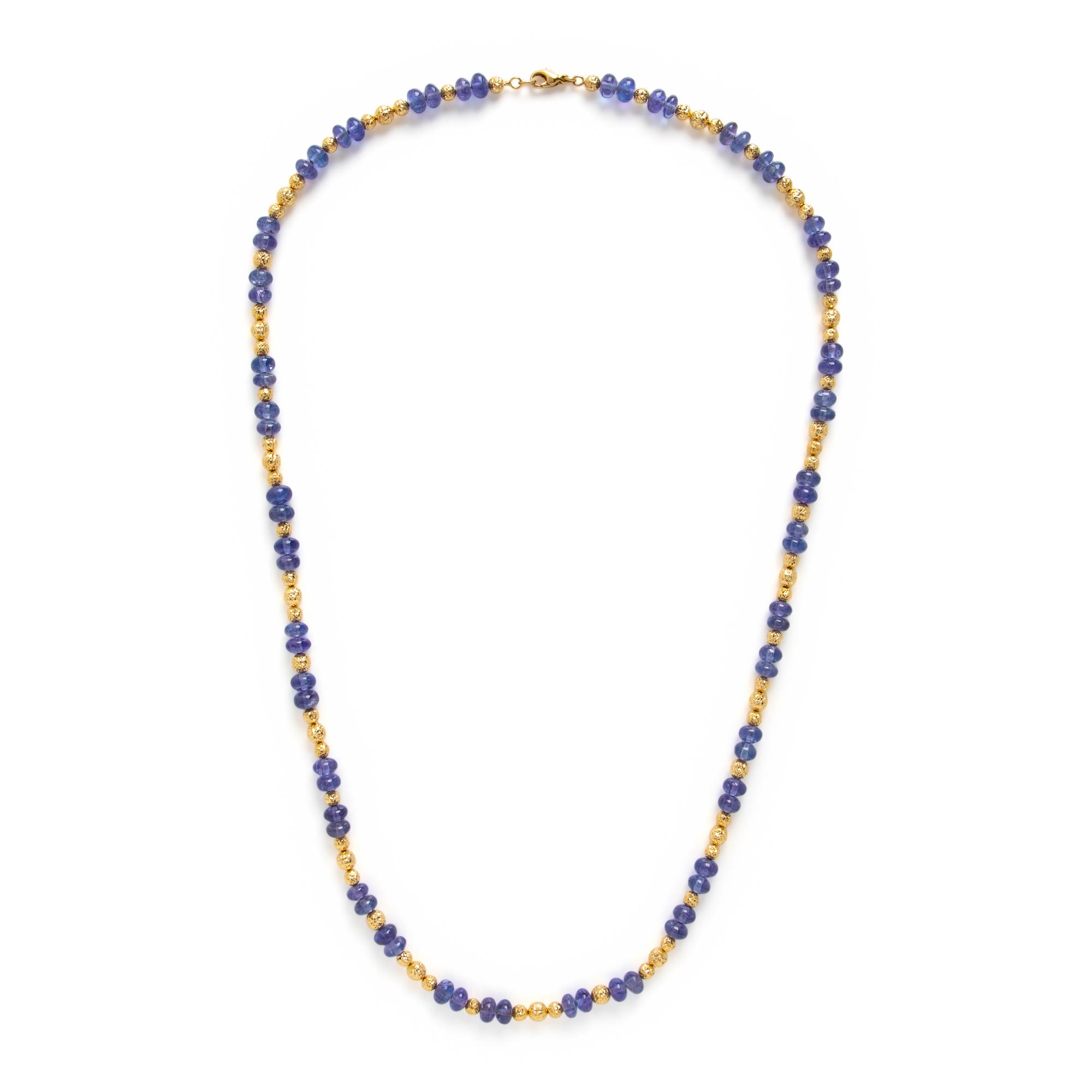 Tanzanite and Yellow Gold Beaded Necklace