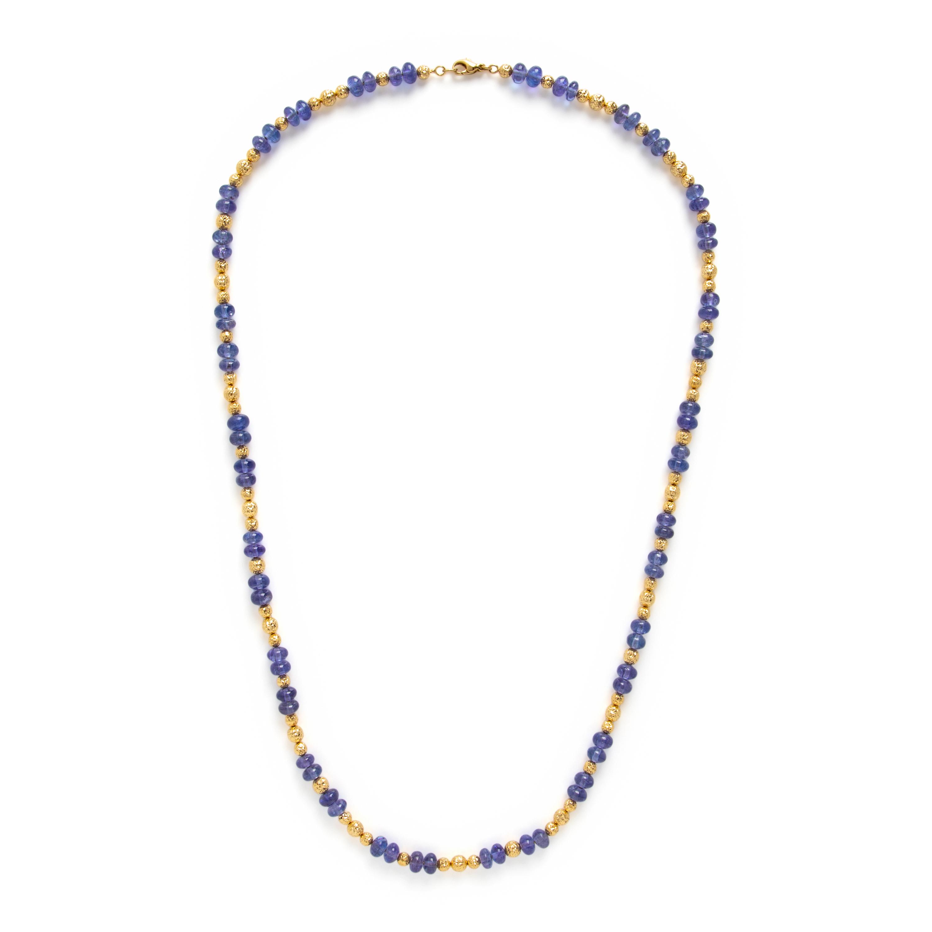 Tanzanite and Yellow Gold Beaded Necklace