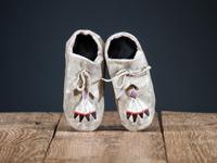 Fort Berthold Infant's Quilled Hide Moccasins