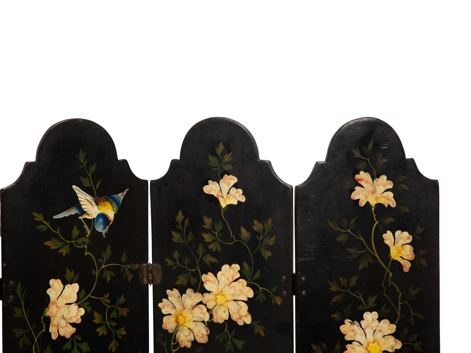 A Victorian Painted Four-Panel Table or Fireplace Screen