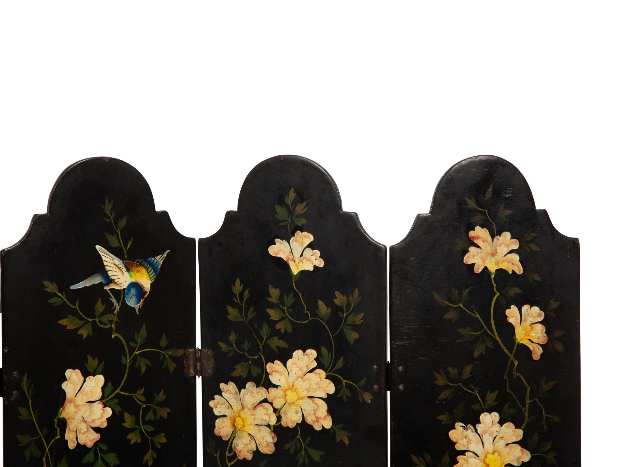 A Victorian Painted Four-Panel Table or Fireplace Screen