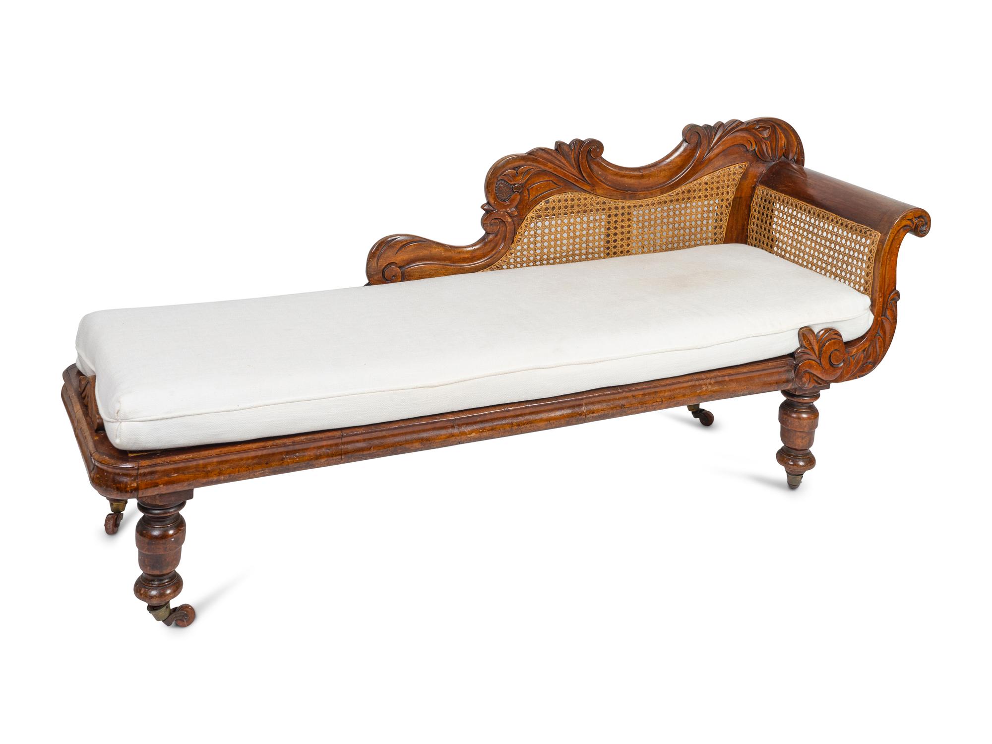 A British Colonial Caned Mahogany Meridienne — 19TH CENTURY