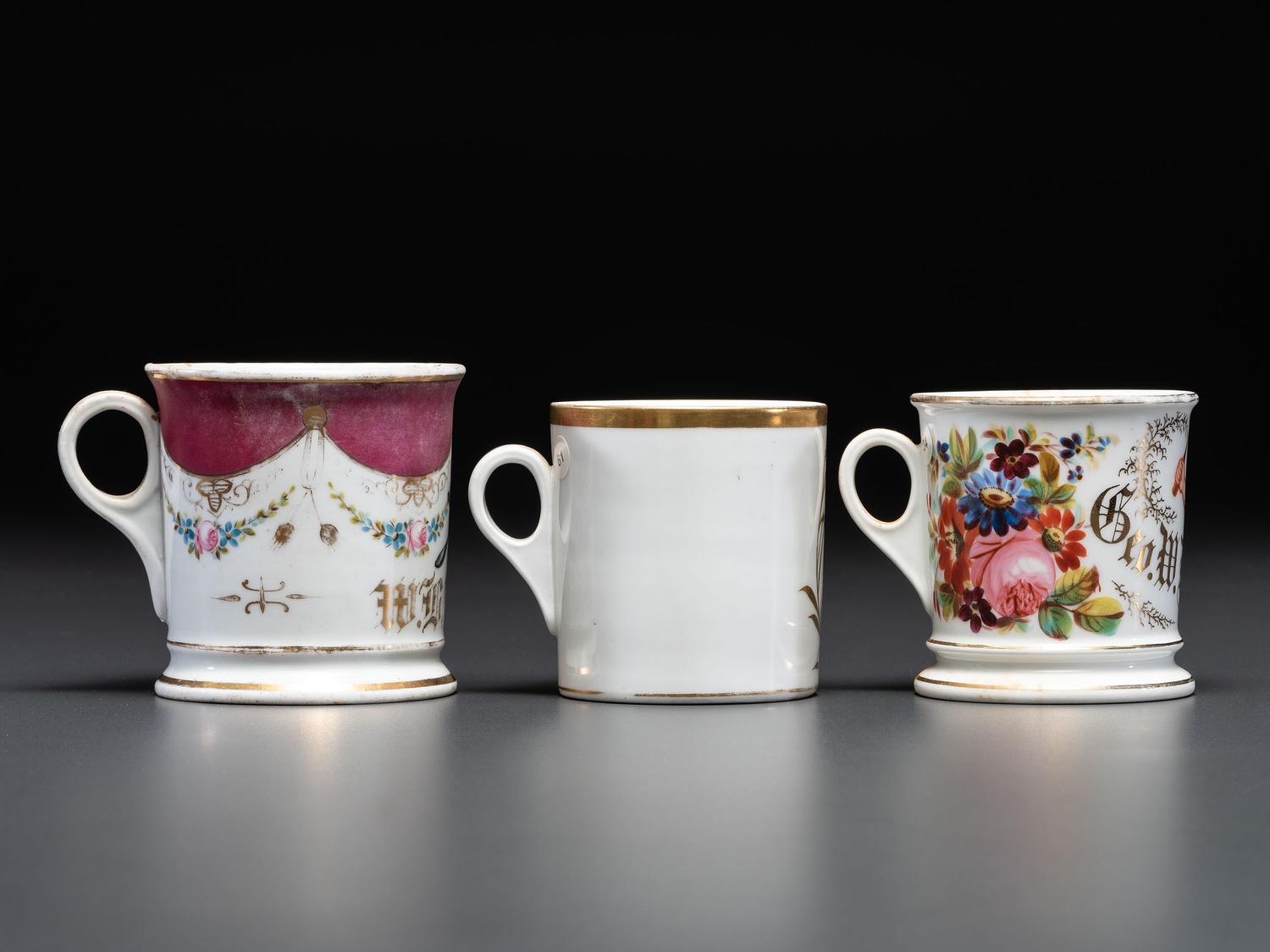 Three Porcelain Occupational Shaving Mugs