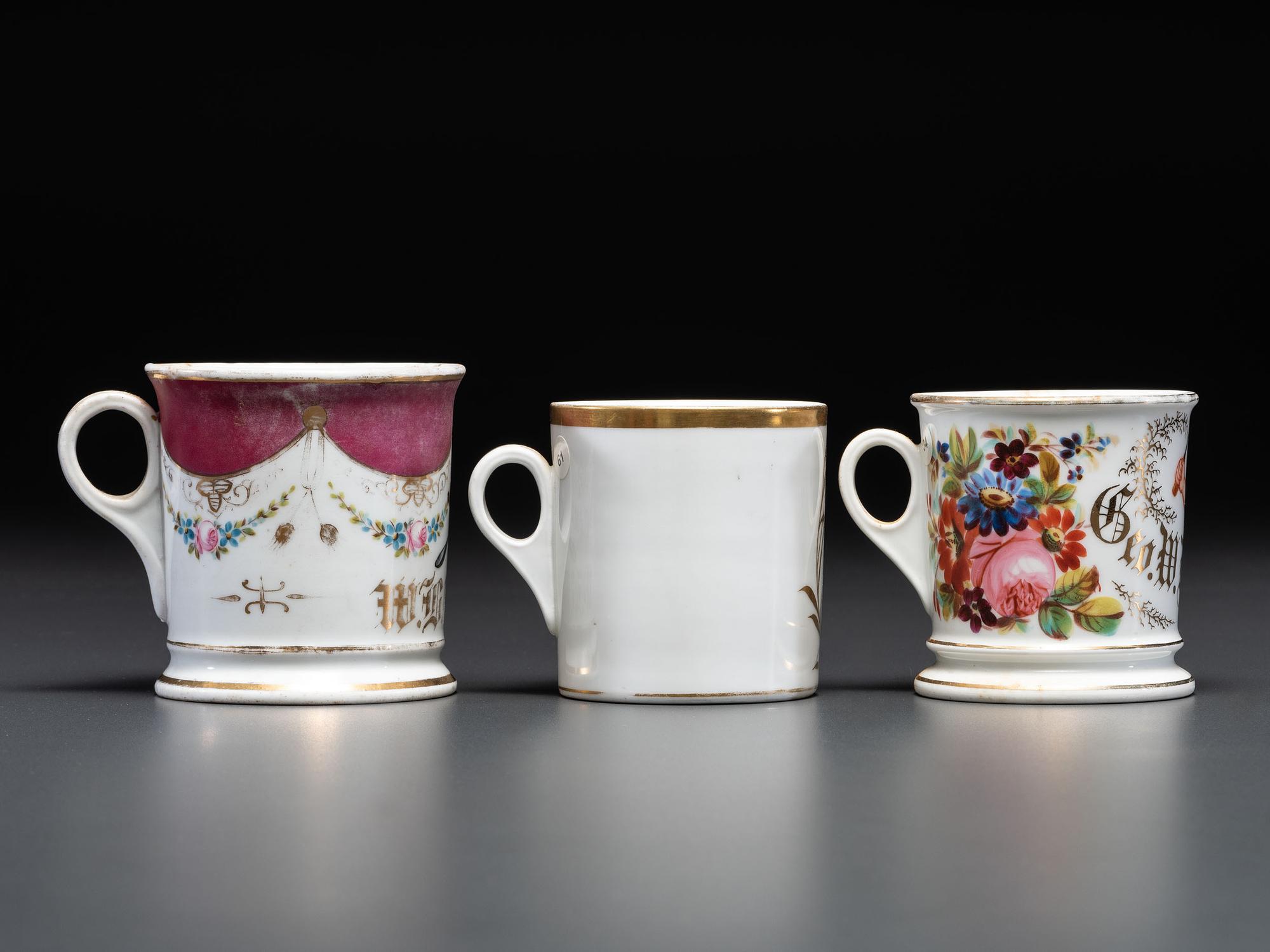 Three Porcelain Occupational Shaving Mugs