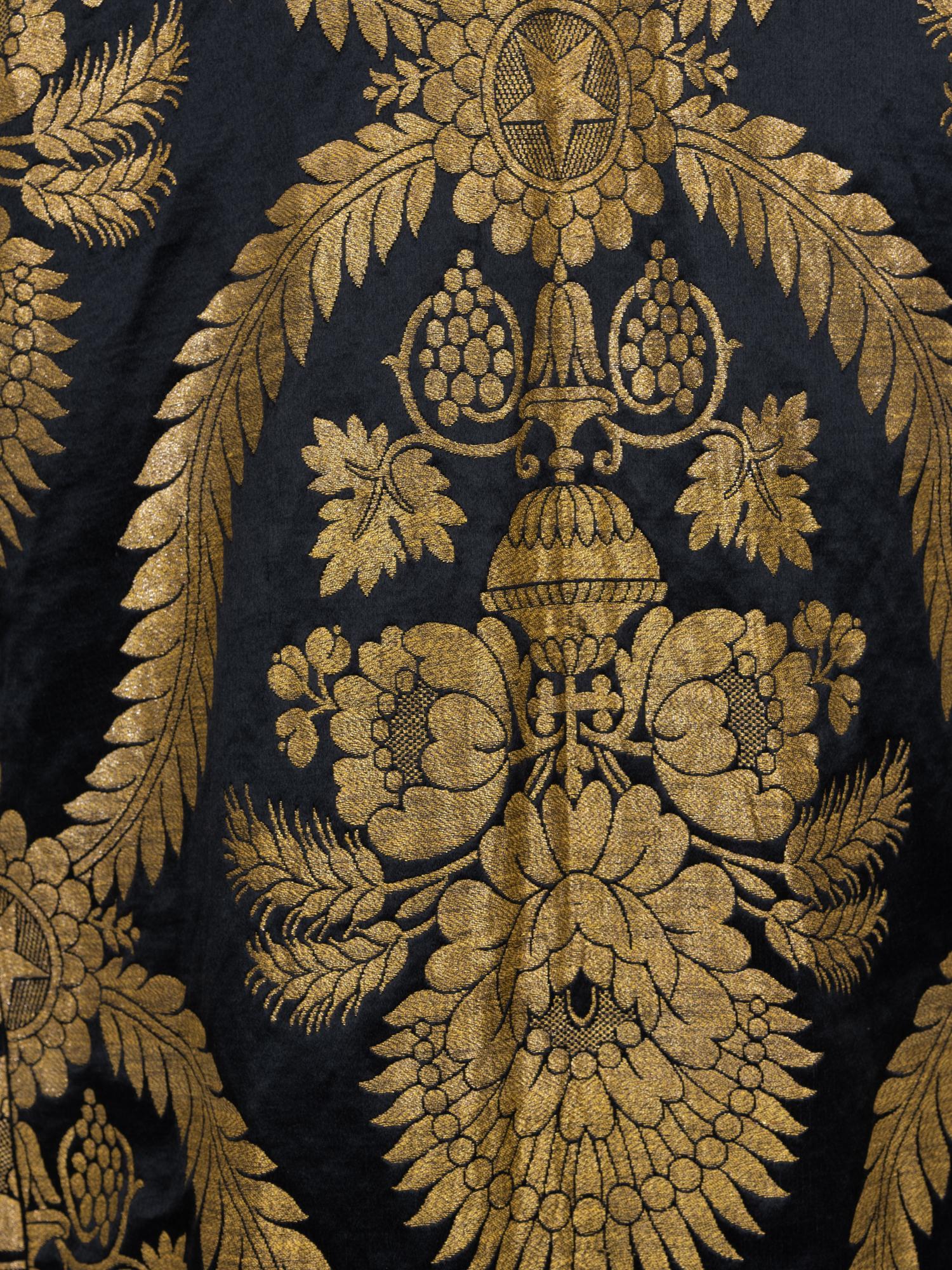 Unlabeled Satin and Gold Thread Wrap Coat