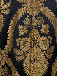 Unlabeled Satin and Gold Thread Wrap Coat