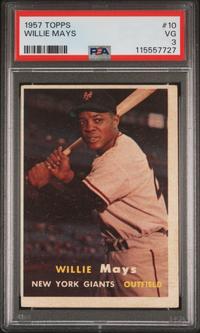 A 1957 Topps Willie Mays Baseball Card No. 10 (PSA 3 VG) from The Collection of David Eisenhower